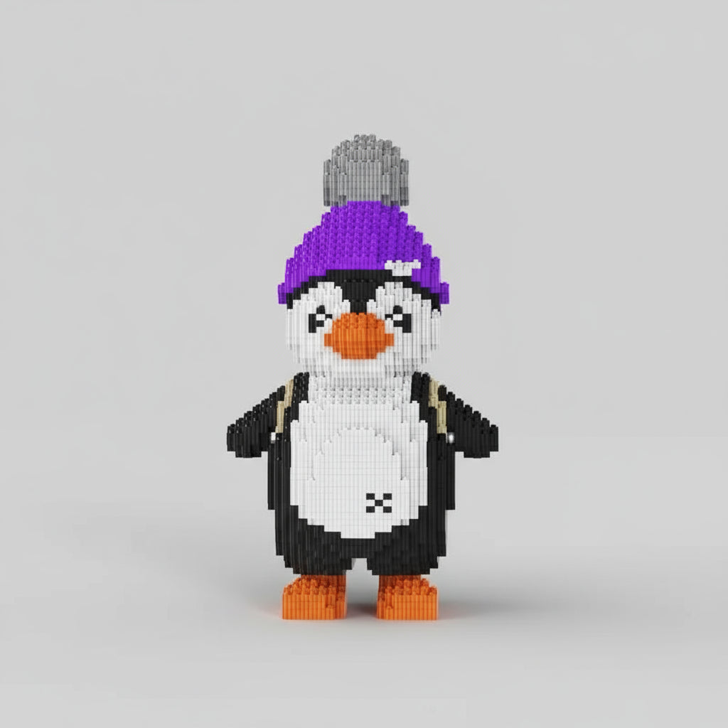 Pinguin met muts | Bouwsteentjes