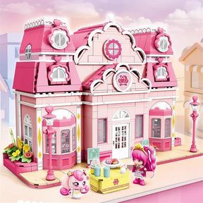 Roze poppenhuis | Bouwsteentjes