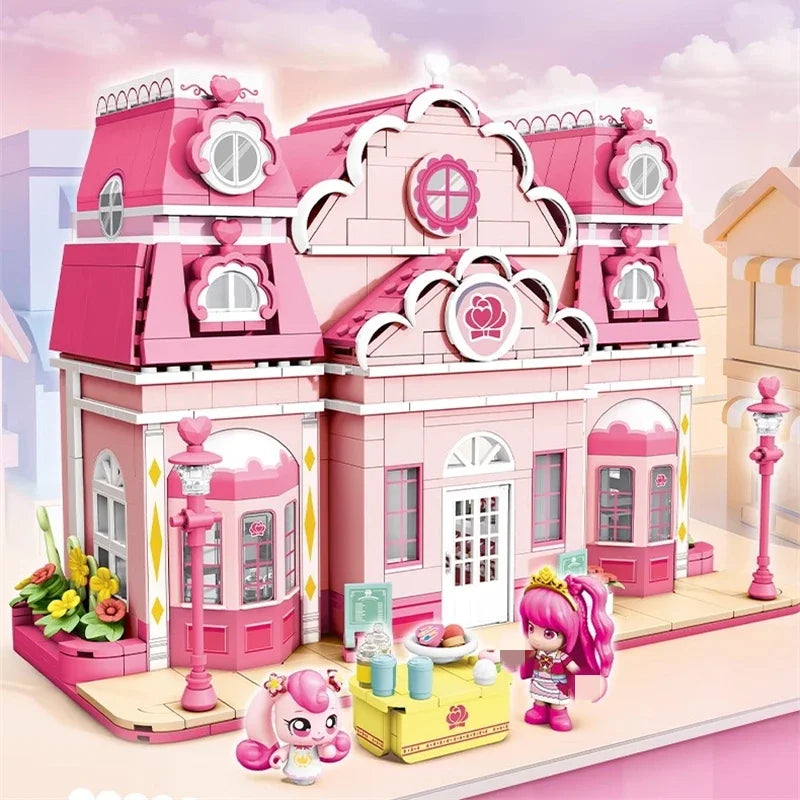 Roze poppenhuis | Bouwsteentjes