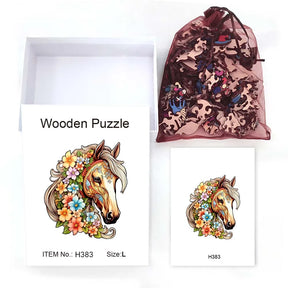 Paard met Bloemen  | Houten Puzzel