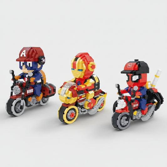 Superheld op motor | Bouwsteentjes