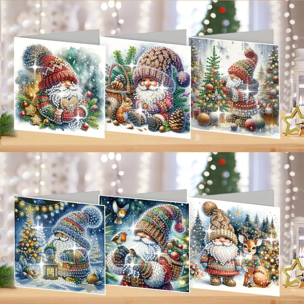 Kerstkaarten Set met Warme Winterfiguren | 6 stuks | Diamond Painting