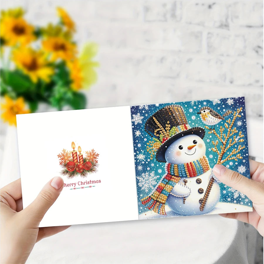 Sneeuwpop Kerstkaarten | 6 stuks | Diamond Painting