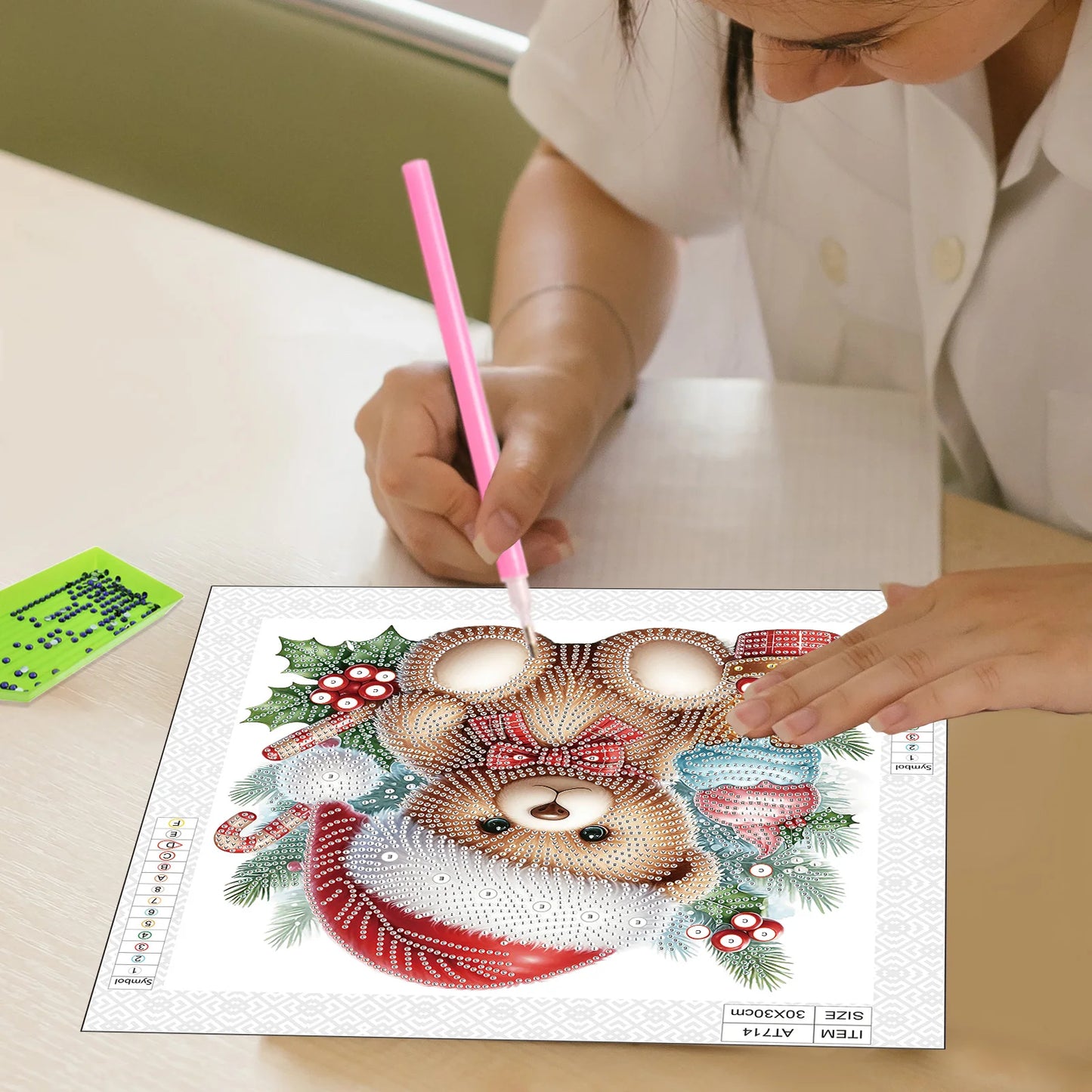Beer met kerstmuts | Diamond painting