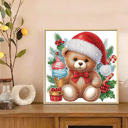 Beer met kerstmuts | Diamond painting