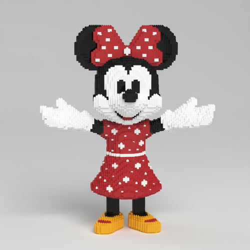 MEGA muis in rode jurk met strik | Bouwsteentjes