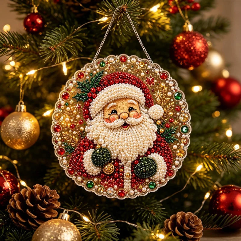 Kerst hanger | Kerstman met bril | Diamond painting