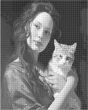Vrouw en kat | Dot painting