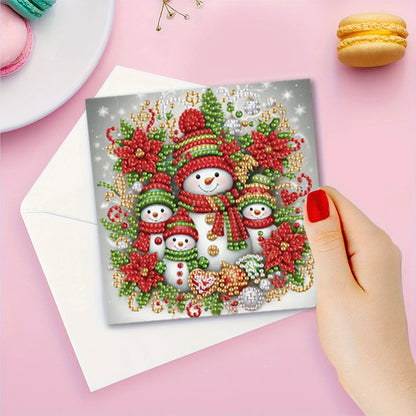 Sneeuwpop Kerstkaarten | 6 stuks | Diamond Painting