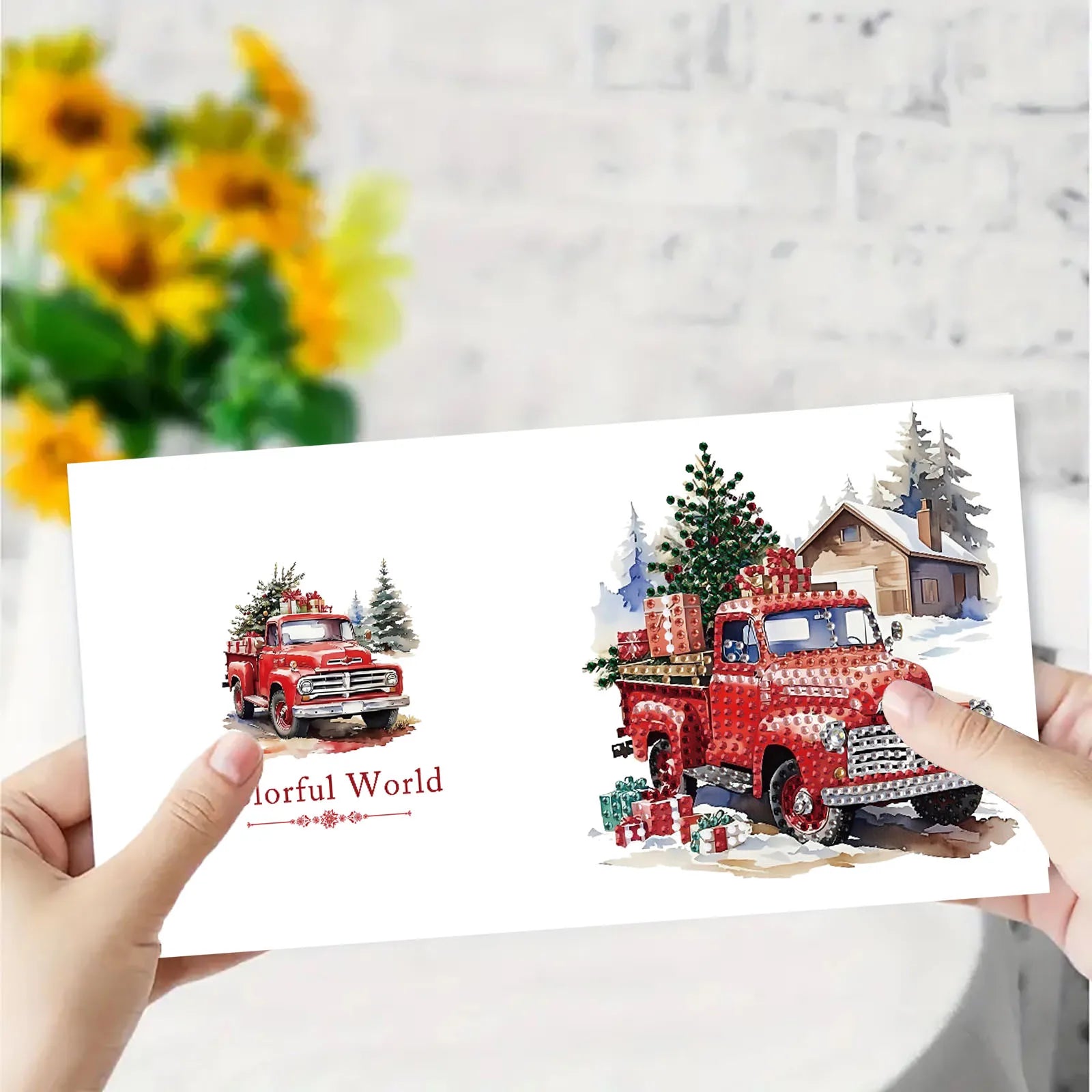 Auto kerstkaarten  | 6 stuks | Diamond Painting