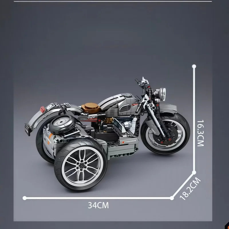 Mechanische Retro Driewieler Motor | Bouwsteentjes
