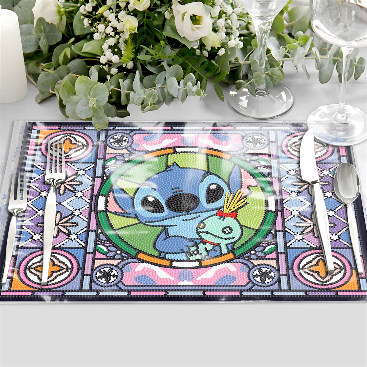 Blauw wezen placemat  | Diamond painting