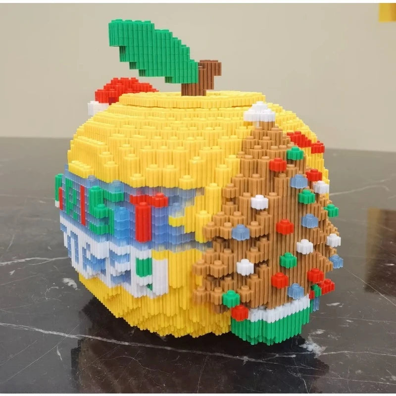 3D gele kerstappel | Bouwsteentjes