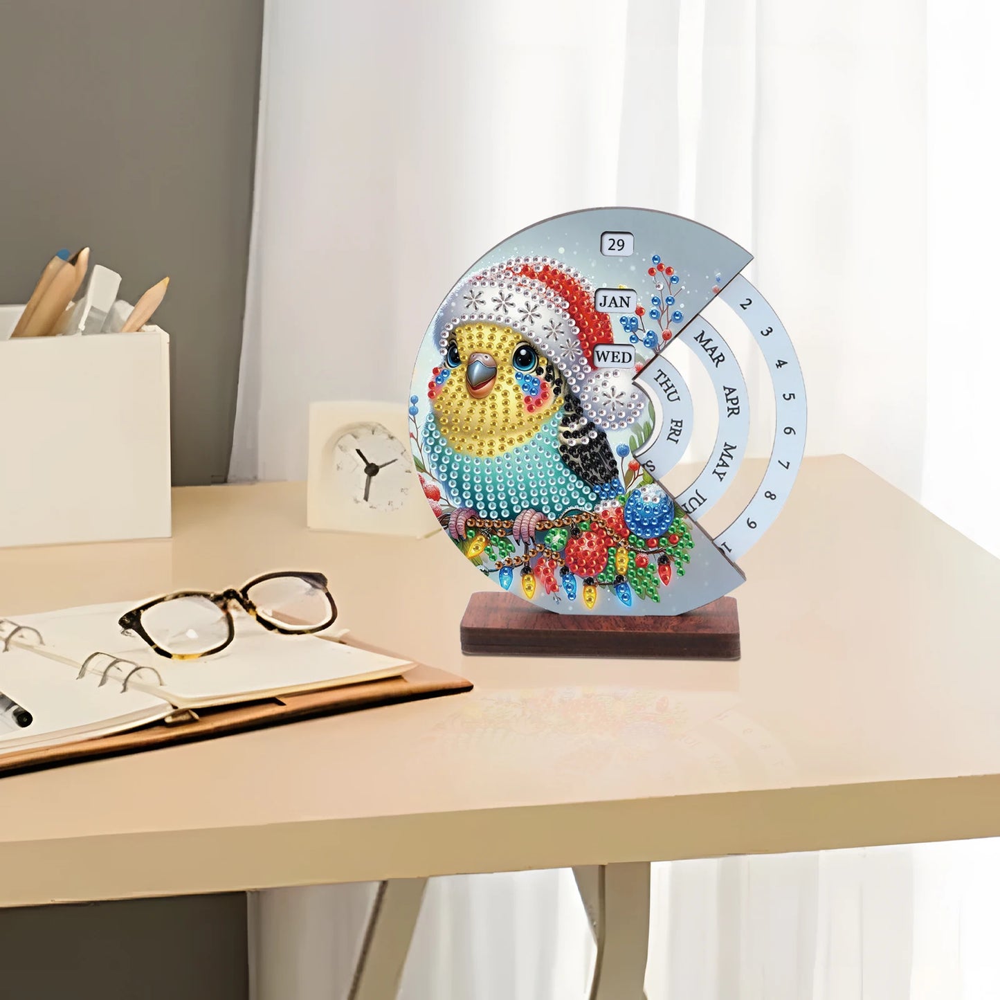 Vogel met kerstmuts | Kalender | Diamond painting