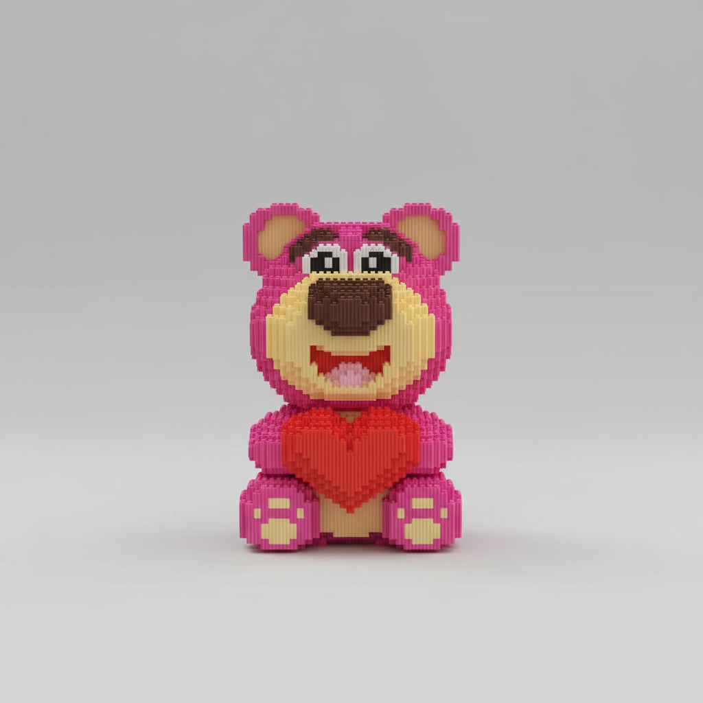 Roze beer met hart | Bouwsteentjes