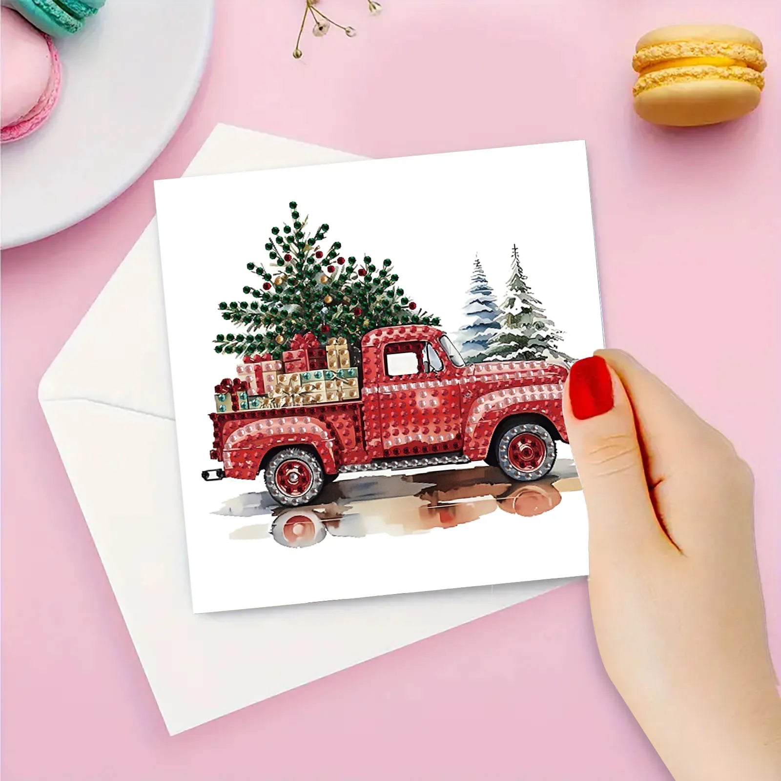 Auto kerstkaarten  | 6 stuks | Diamond Painting
