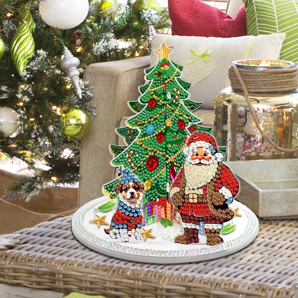 3D Kerstman bij de kerstboom | Diamond painting