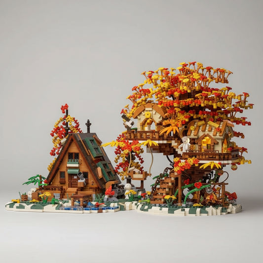 Herfst huis met boomhut | Bouwsteentjes