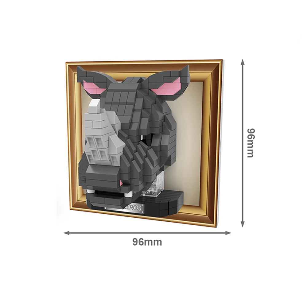 Mini 3D schilderij neushoorn | Bouwsteentjes