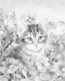Kat tussen de bloemen | Dot painting