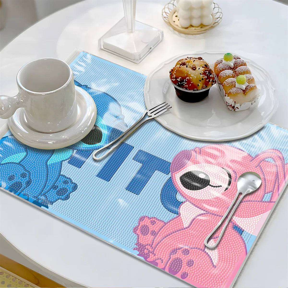 Blauw wezen placemat  | Diamond painting