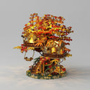 Herfst huis met boomhut | Bouwsteentjes