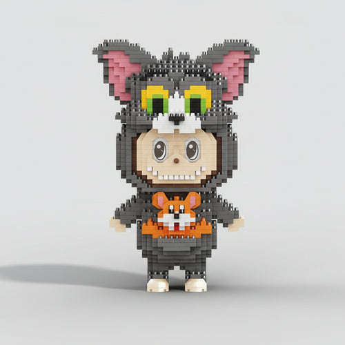 Labubu in Kattenpak met Muis | Bouwsteentjes