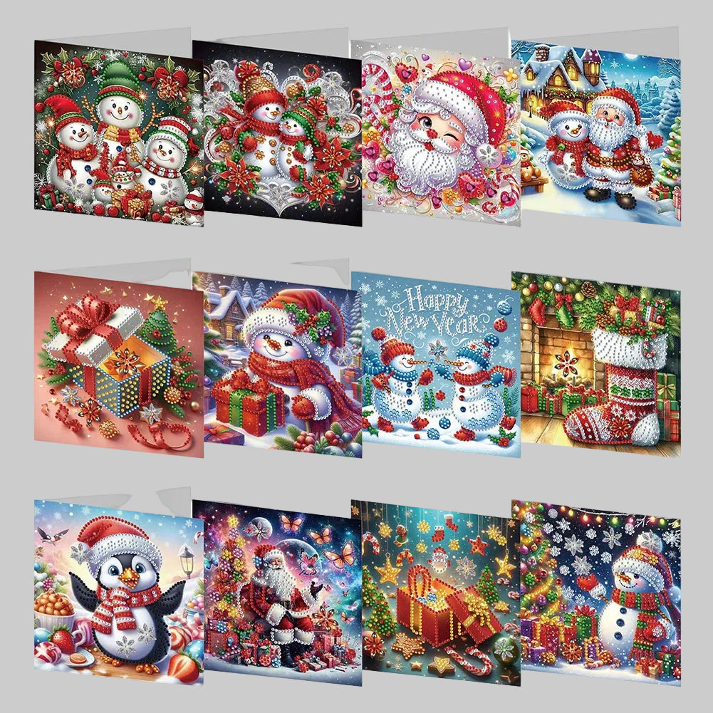 Kerstkaarten XL Set | 12 stuks | Diamond Painting