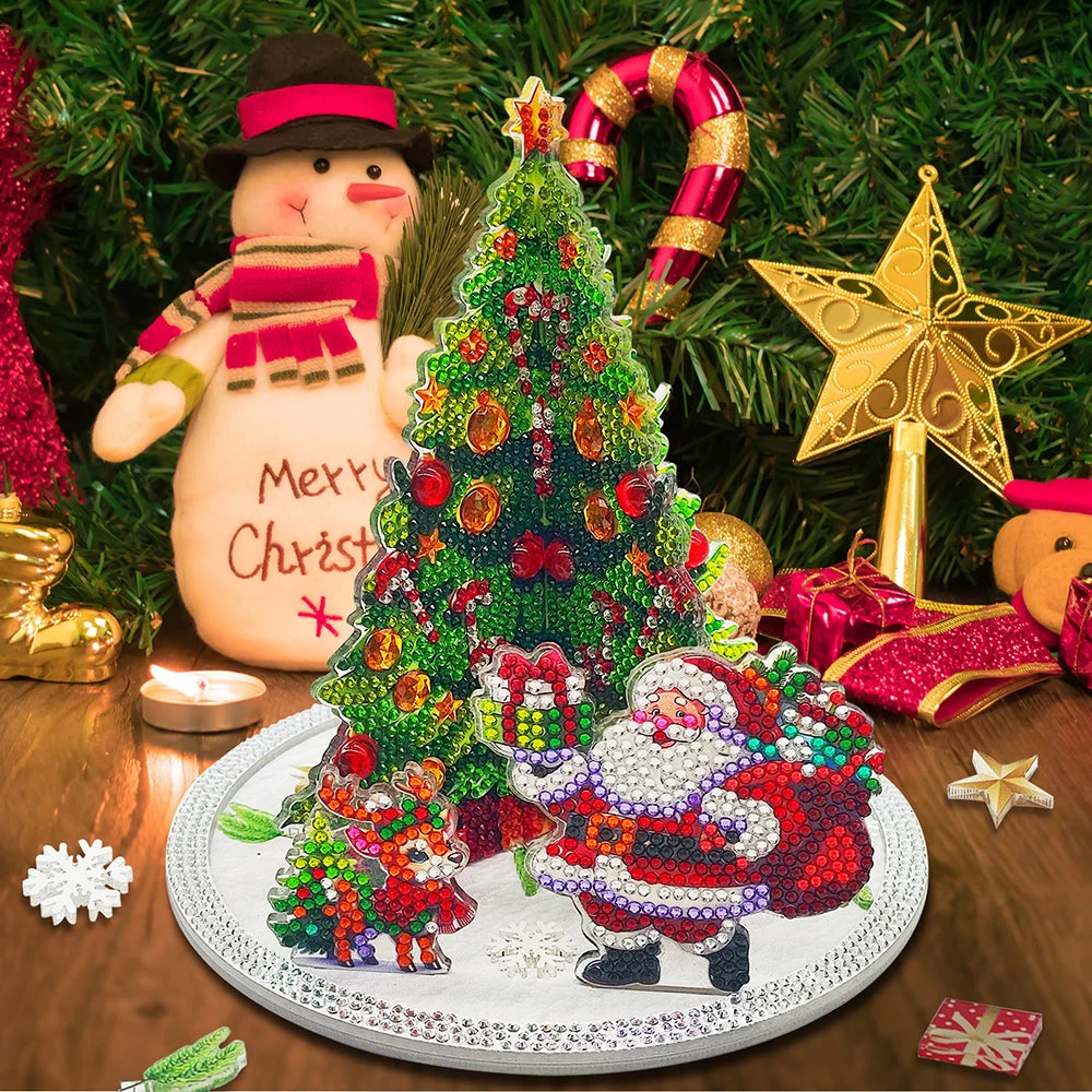 3D Kerstman bij de kerstboom | Diamond painting