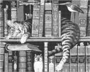 Kat in boekenkast | Dot painting