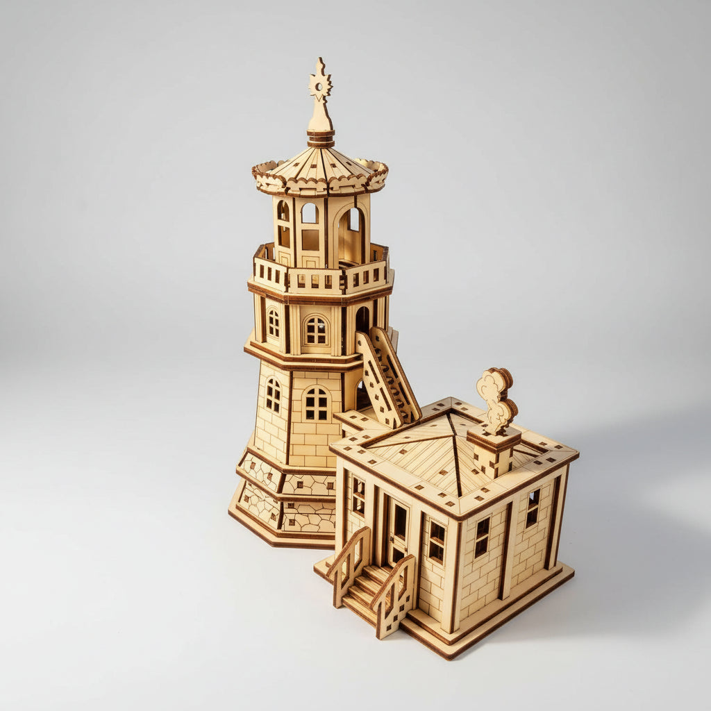 Vuurtoren met huisje | Houten Bouwpakket