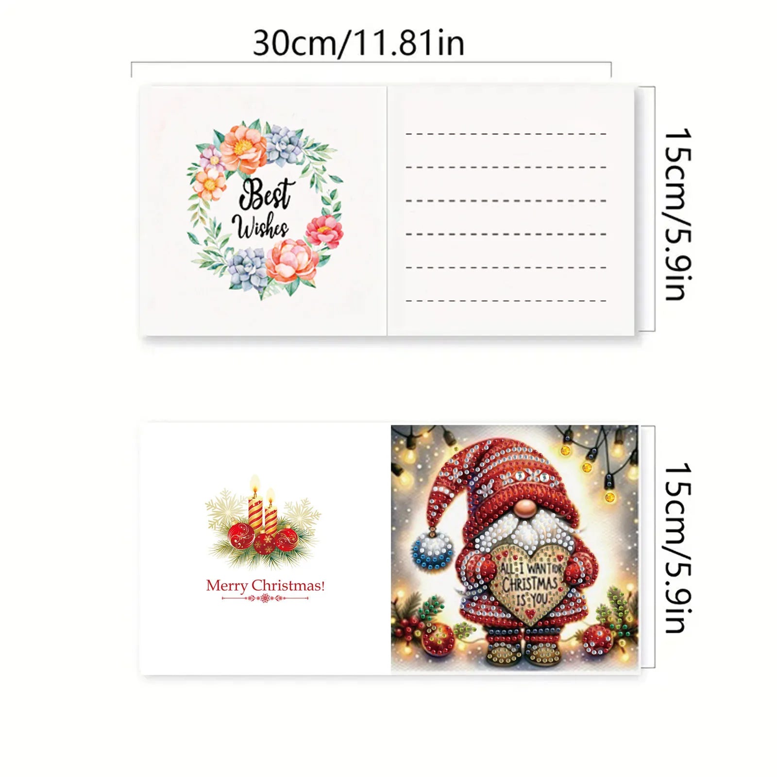 Kerst kabouters kaarten | 6 stuks | Diamond Painting