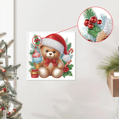 Beer met kerstmuts | Diamond painting