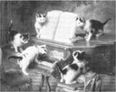 Kittens bij piano | Dot painting