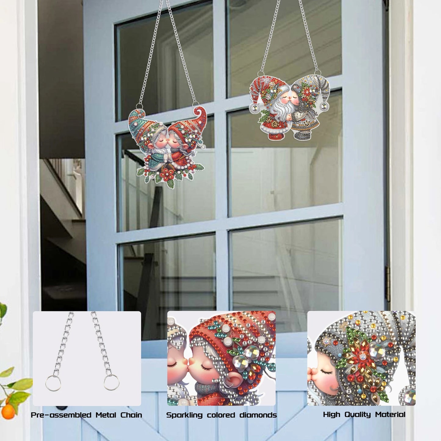 Decoractie hanger | kerst dwergen | Diamond painting
