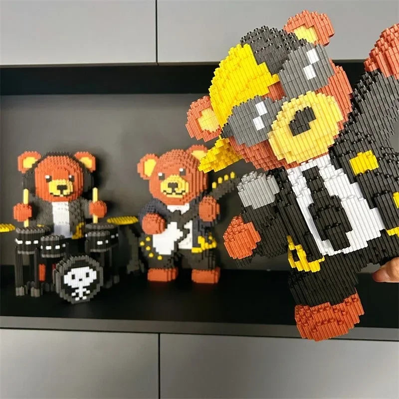 Knuffel beer rockster  | Bouwsteentjes