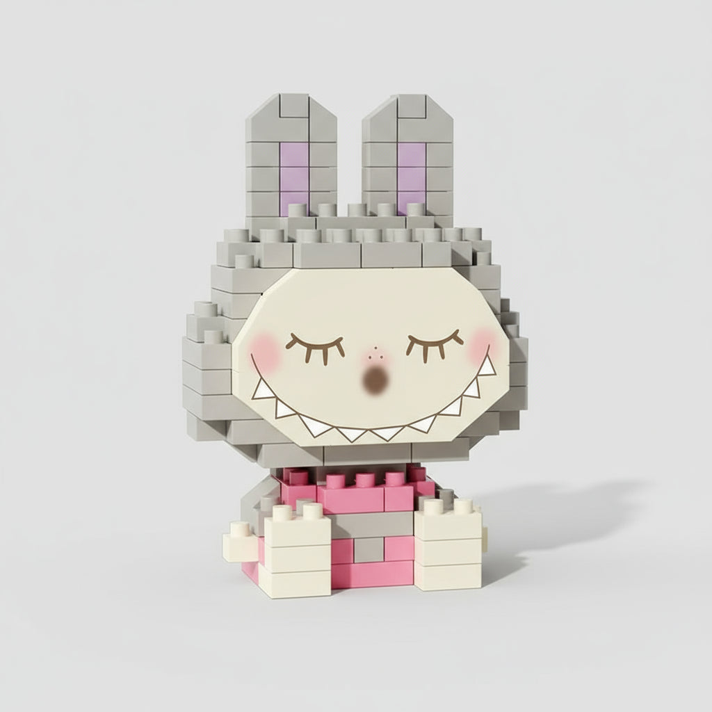 Mini Grijze Labubu | Bouwsteentjes