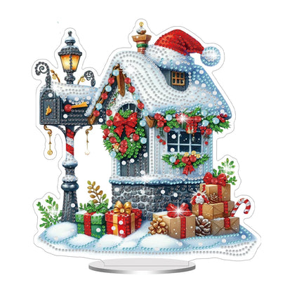 5D Huisje met kerstmuts | Diamond painting