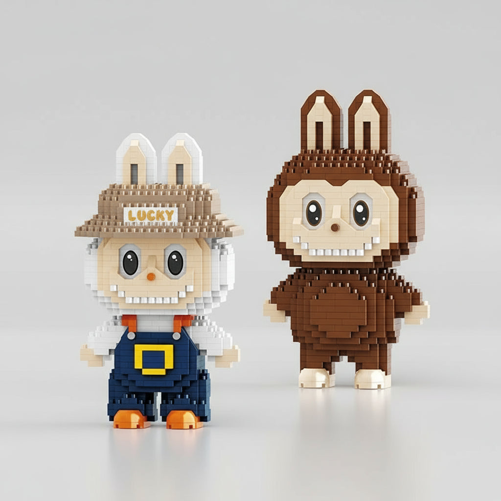 Labubu in tuinbroek | Bouwsteentjes