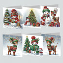 Rendieren & Sneeuwpret Kerstkaarten | 6 stuks | Diamond Painting