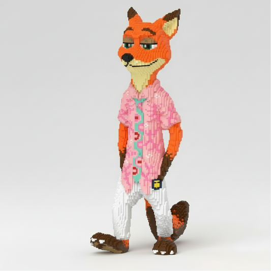 MEGA Vos met roze blouse | Bouwsteentjes