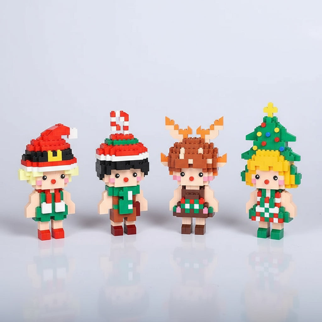 Kerstman met engeltjes | Bouwsteentjes