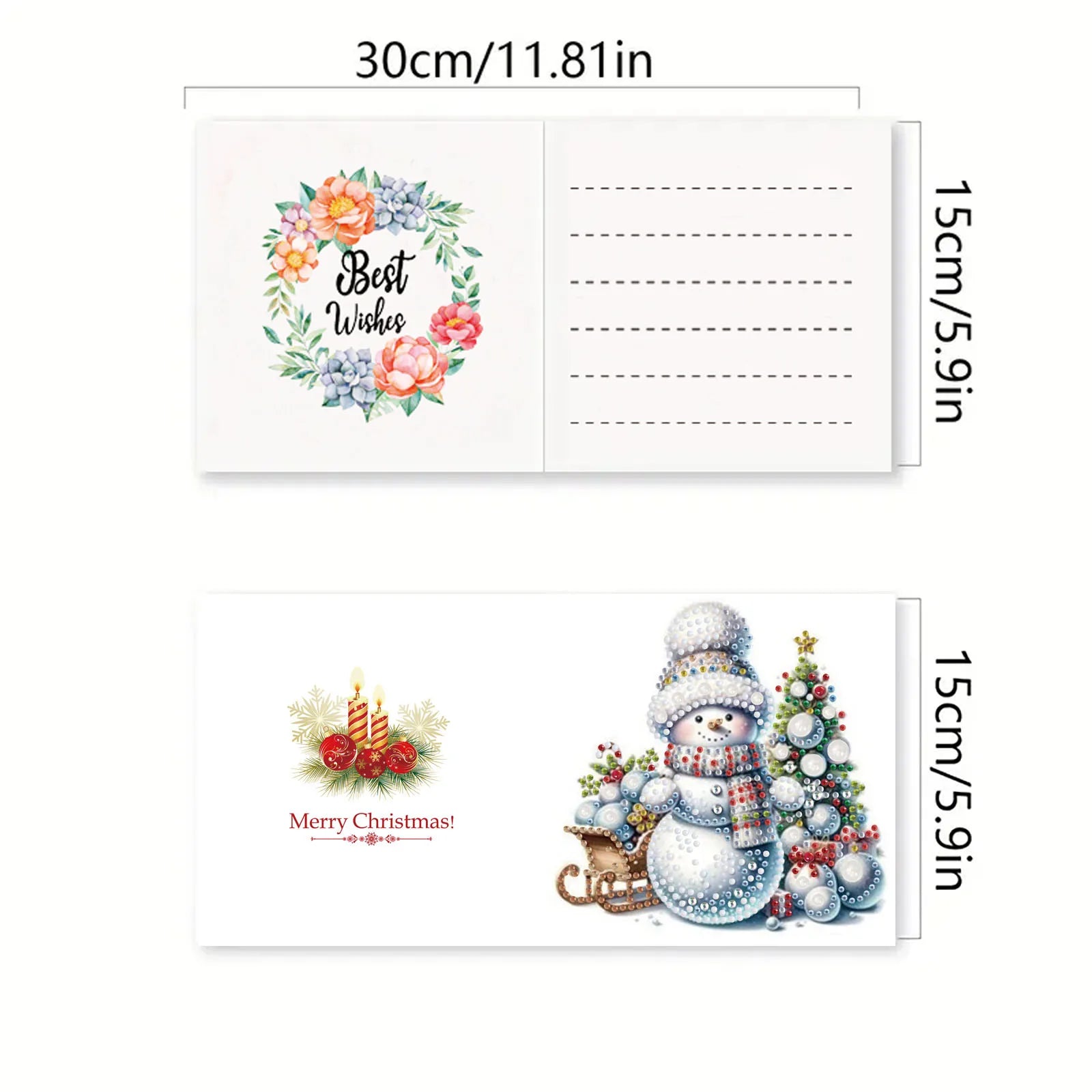 Sneeuwpop kaarten | 6 stuks | Diamond Painting