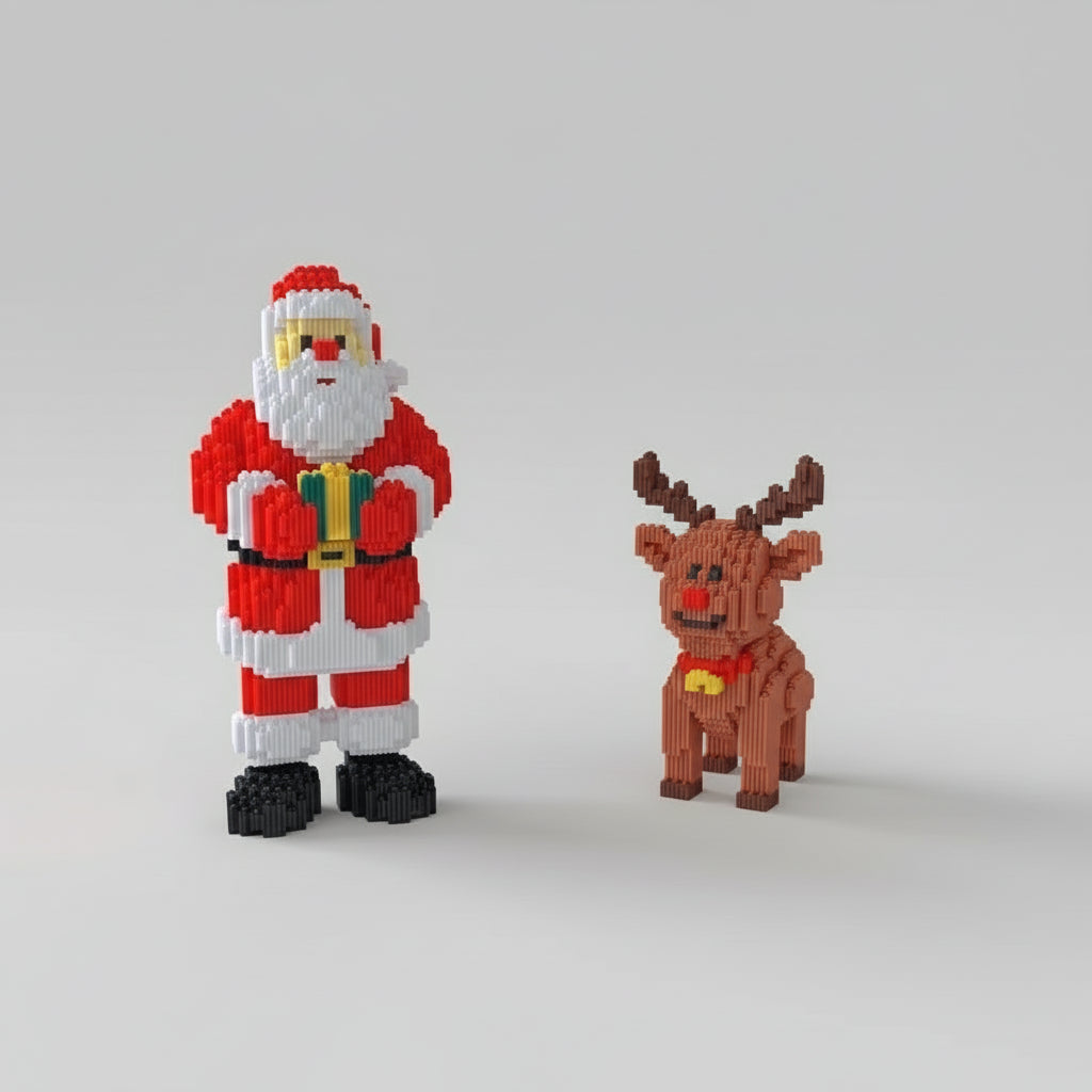 Kerstman met Cadeau | Bouwsteentjes