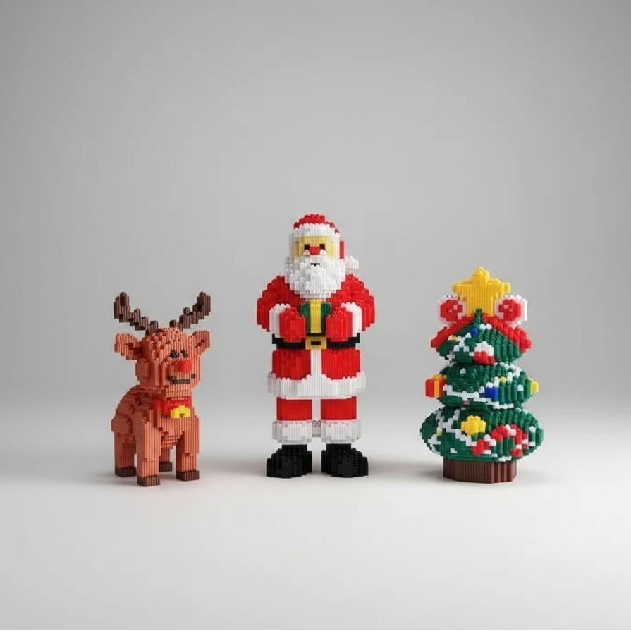 Kerstman met Cadeau | Bouwsteentjes
