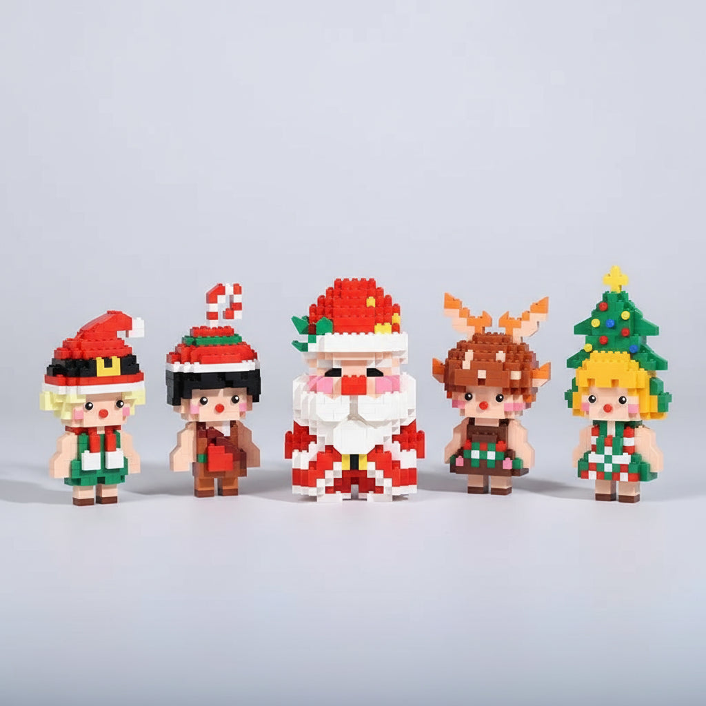 Kerstman met engeltjes | Bouwsteentjes