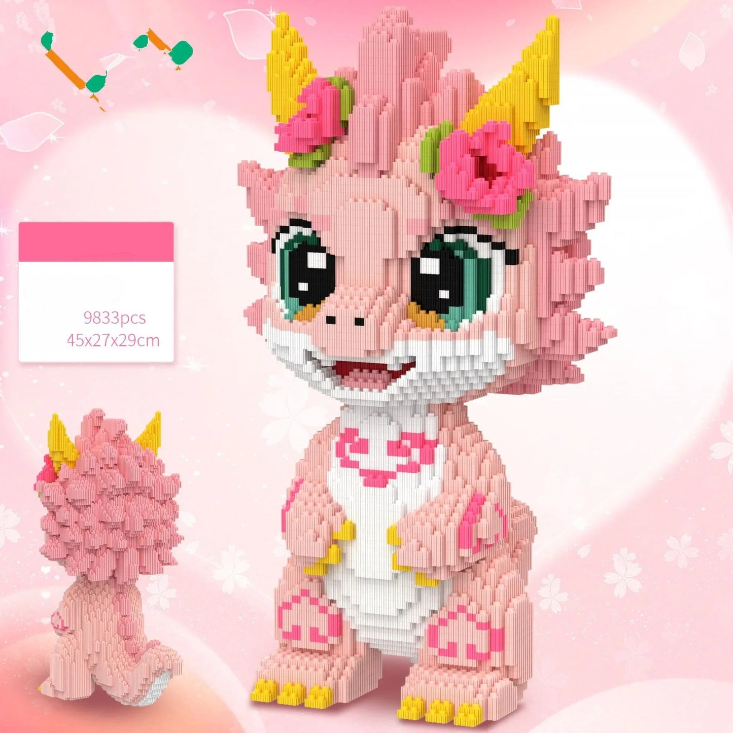 Schattige roze draak | Bouwsteentjes