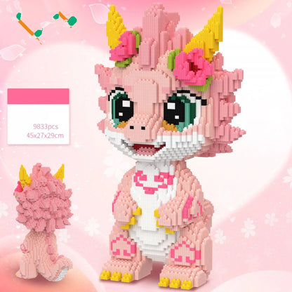 Schattige roze draak | Bouwsteentjes