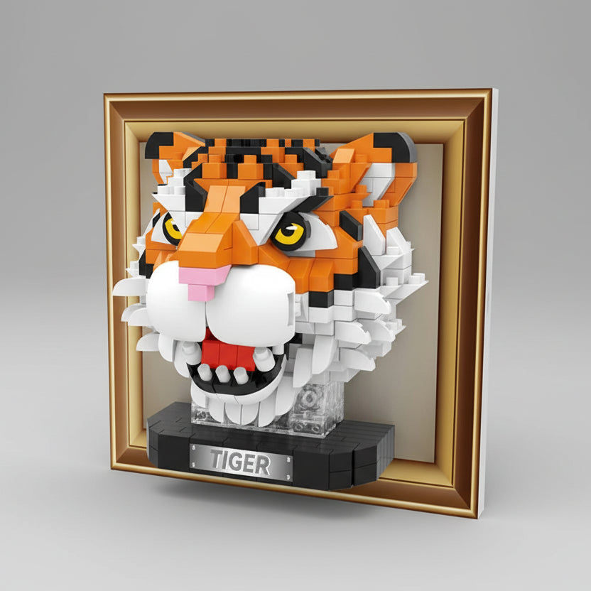 Mini 3D schilderij tijger | Bouwsteentjes