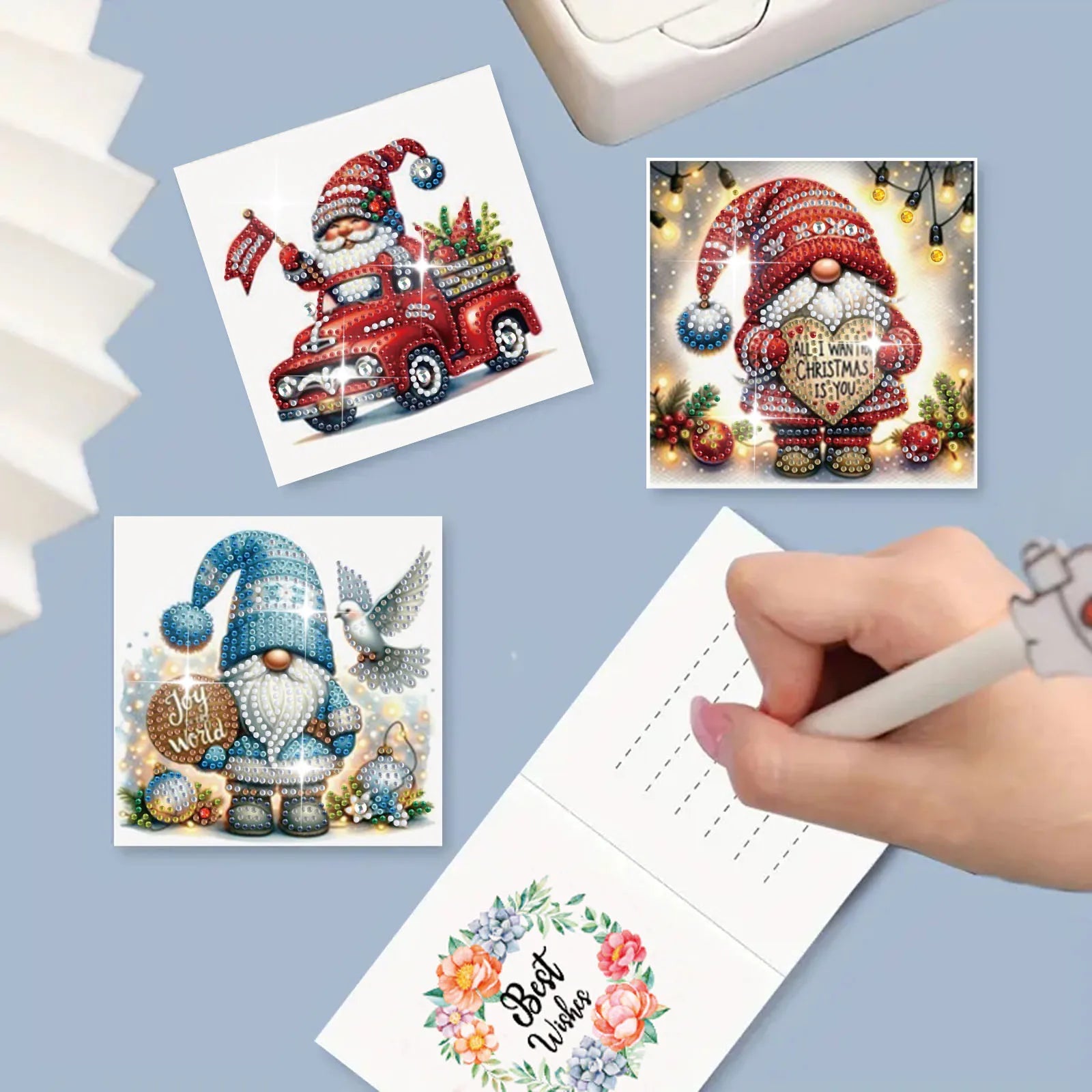 Kerst kabouters kaarten | 6 stuks | Diamond Painting